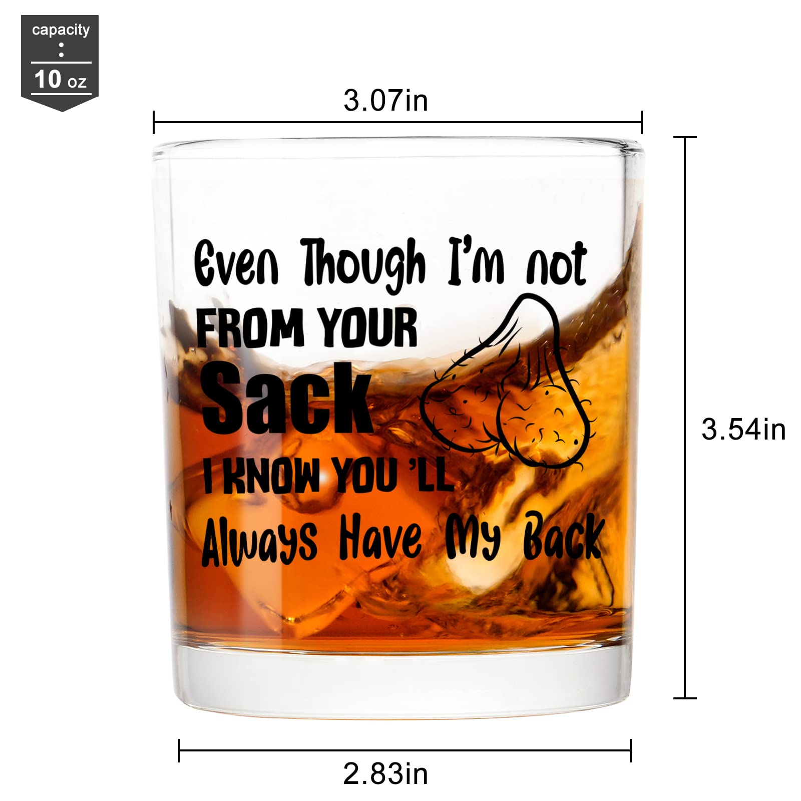 Futtumy Step Dad Gifts from Son Daughter, Even Though I'm Not From Your Sack Whiskey Glass 10oz, Funny Father’s Day Gift Christmas Gift Birthday Gift for Men Dad Father Step dad Bonus Dad Step Father