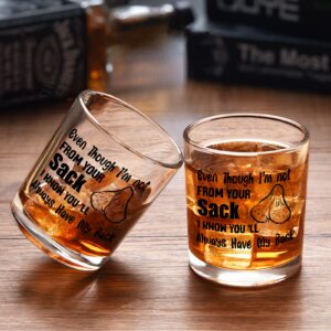 Futtumy Step Dad Gifts from Son Daughter, Even Though I'm Not From Your Sack Whiskey Glass 10oz, Funny Father’s Day Gift Christmas Gift Birthday Gift for Men Dad Father Step dad Bonus Dad Step Father