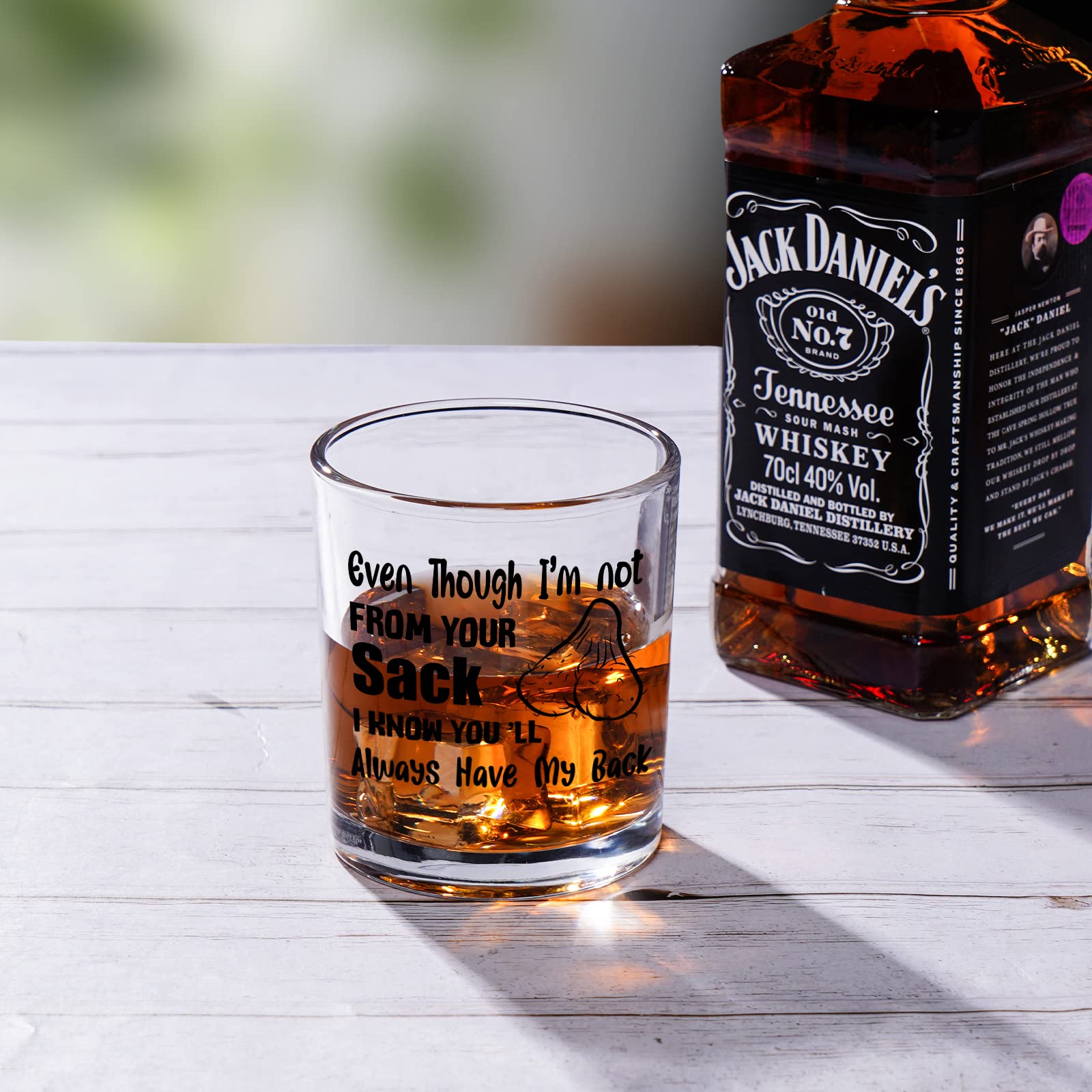 Futtumy Step Dad Gifts from Son Daughter, Even Though I'm Not From Your Sack Whiskey Glass 10oz, Funny Father’s Day Gift Christmas Gift Birthday Gift for Men Dad Father Step dad Bonus Dad Step Father