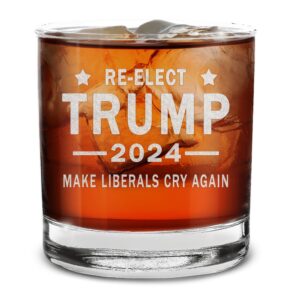 shop4ever re-elect trump 2024 make liberals cry again engraved whiskey glass