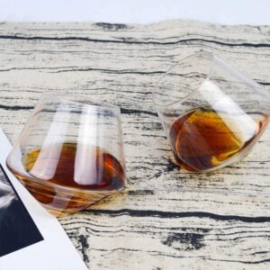 URMAGIC Rolling Whiskey Glasses, Hand-Blown Stemless Whiskey Glasses with Semi-spherical Base,8.5Oz Clear Cocktail Glasses,Whiskey Tumblers,Tumbler Down Bar Glasses,Gifts for Men
