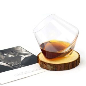 URMAGIC Rolling Whiskey Glasses, Hand-Blown Stemless Whiskey Glasses with Semi-spherical Base,8.5Oz Clear Cocktail Glasses,Whiskey Tumblers,Tumbler Down Bar Glasses,Gifts for Men