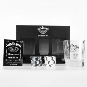 beams international whisky glass and poker set, tin, black, 12 count (pack of 1)