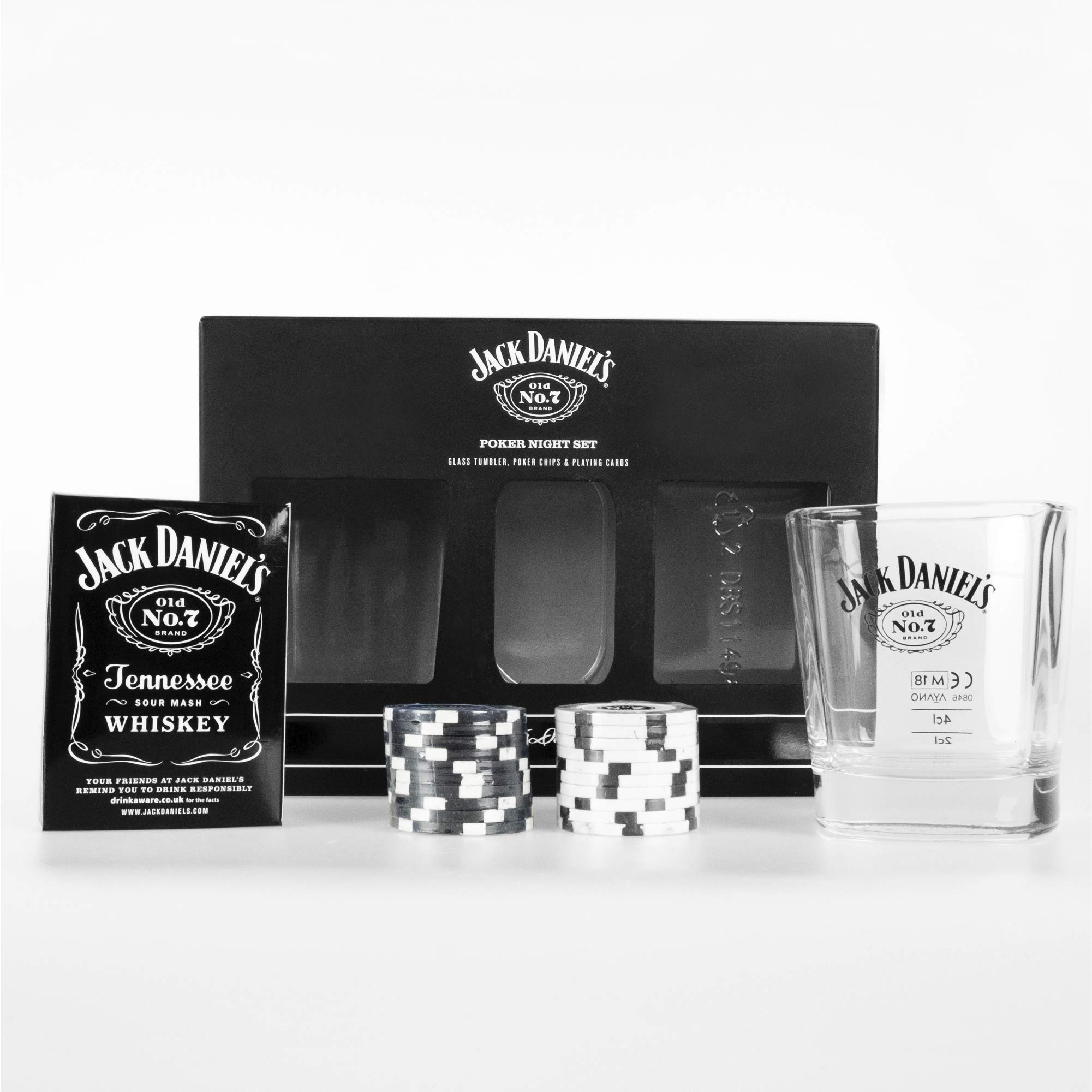 Beams International Whisky Glass and Poker Set, Tin, Black, 12 Count (Pack of 1)