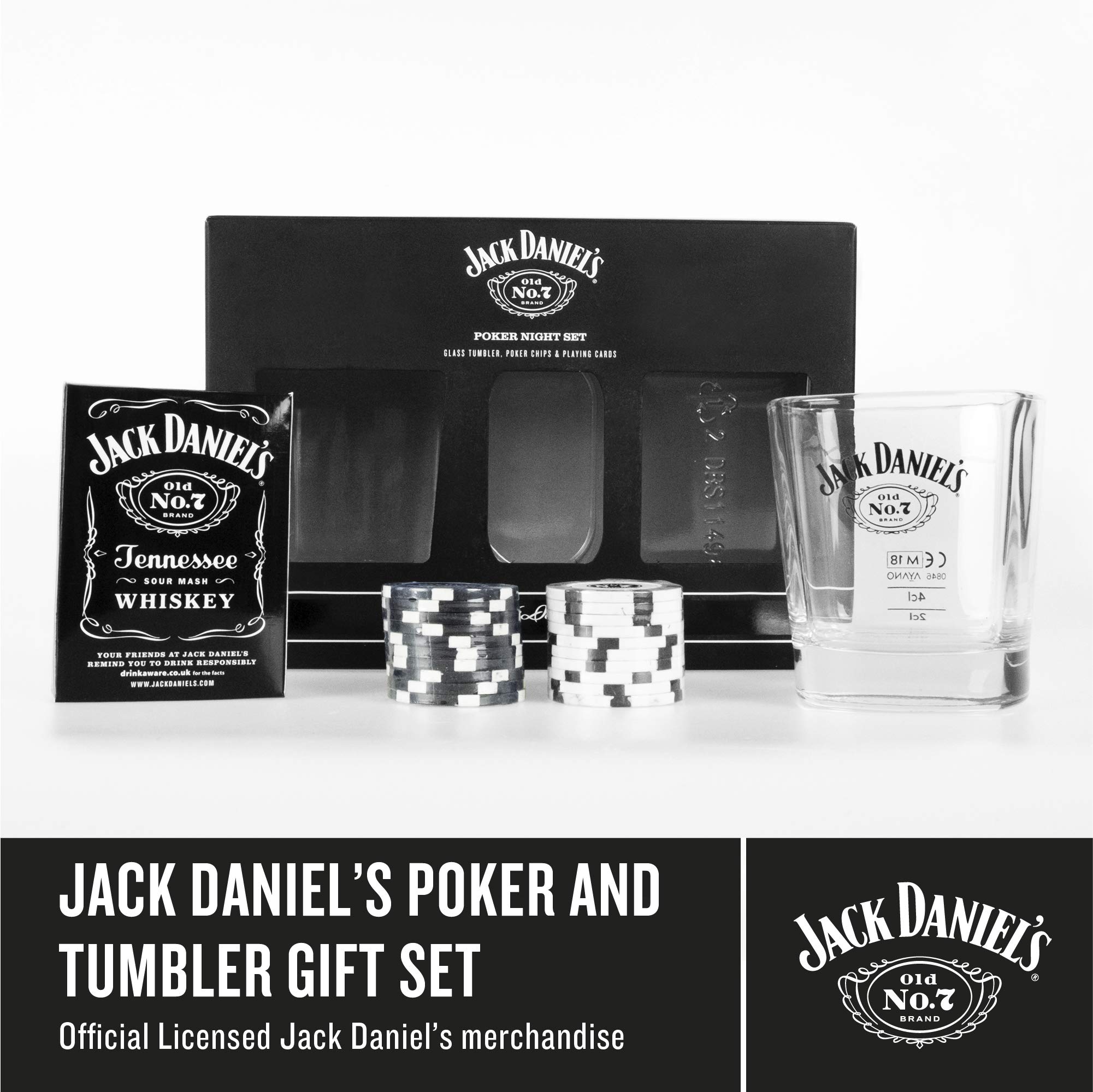 Beams International Whisky Glass and Poker Set, Tin, Black, 12 Count (Pack of 1)