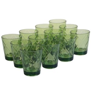 certified international green 15 oz acrylic double old fashion drinkware (set of 12), green