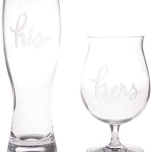 Kate Spade Two of A Kind 2Pc His and Hers Beer Mugs, 2 Piece Set, Clear