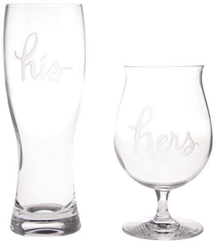 Kate Spade Two of A Kind 2Pc His and Hers Beer Mugs, 2 Piece Set, Clear