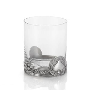 Royal Selangor Pewter Spades Whiskey Tumbler 10oz - Ace Collection Luxurious Cognac/Bourbon/Scotch/Cocktail Drinking Glass