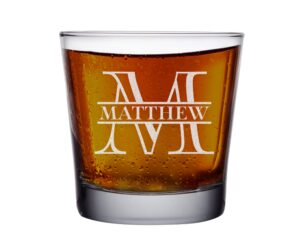custom rocks old fashioned cocktail glasses add your name initial birthday anniversary etched whiskey glass 9oz