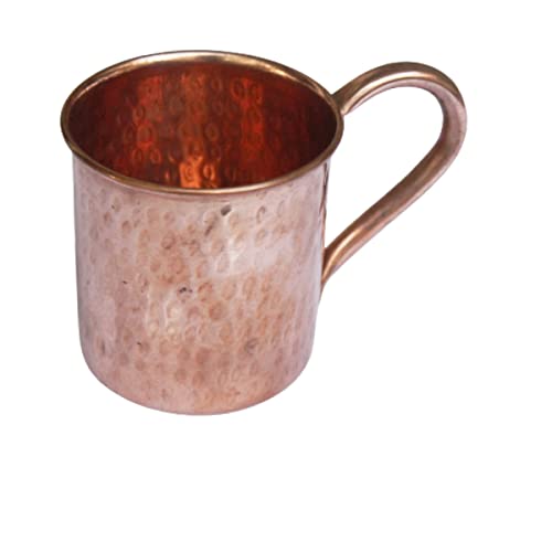 PARIJAT HANDICRAFT Copper Mug Cup, Handmade Pure Copper Mugs with Round Handle Keep Healthy Drinks, Copper with Straight Mug