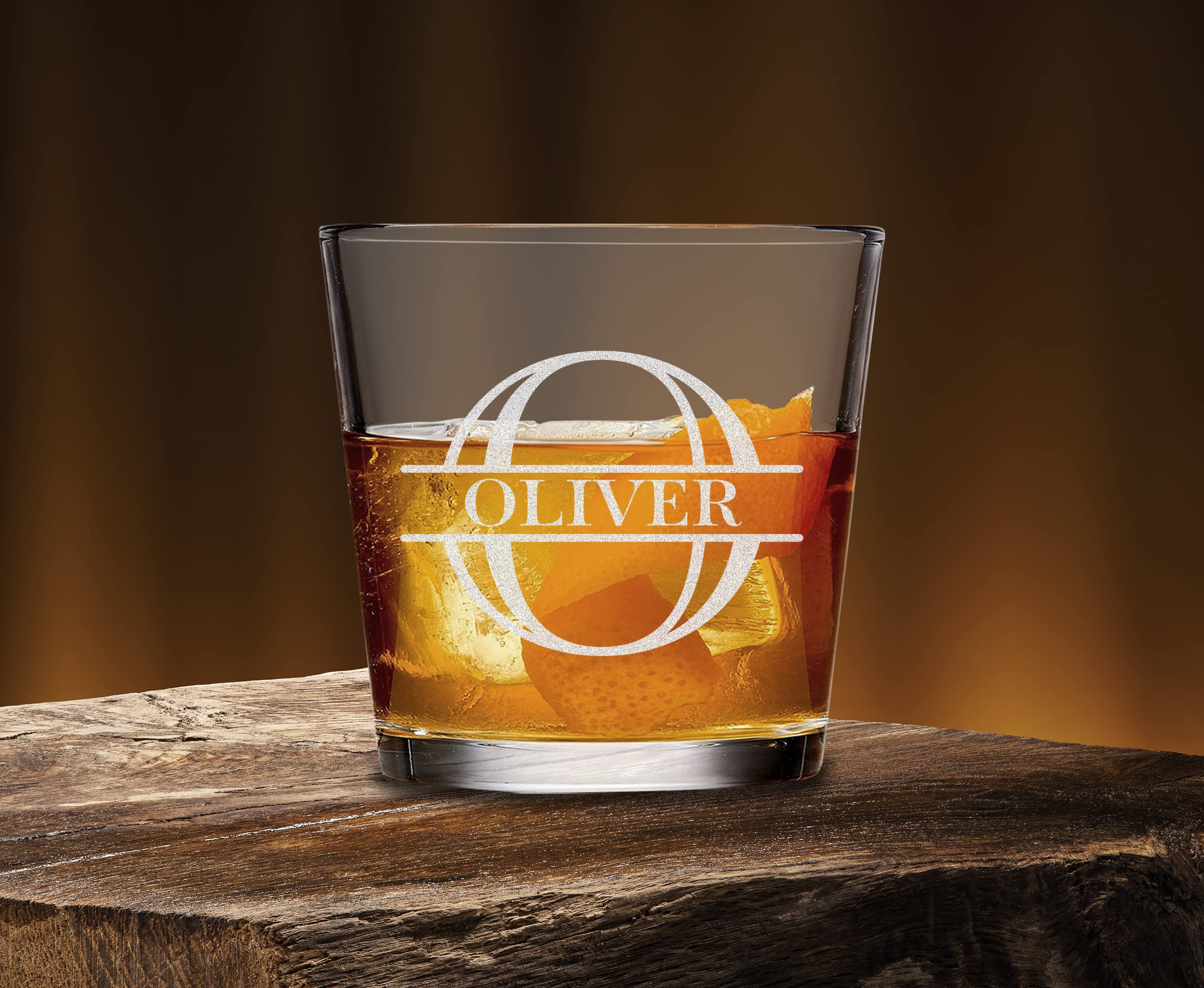 Custom Rocks Old Fashioned Cocktail Glasses Add Your Name Initial Birthday Anniversary Etched Whiskey Glass 9oz