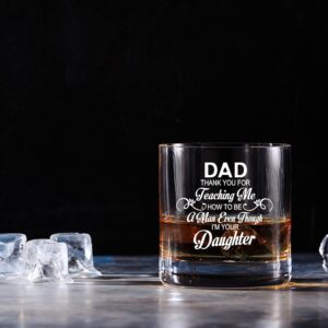 Perfectinsoy Dad Thank You For Teaching Me How To Be A Man Even Though I'M Your Daughter Whiskey Glass, Funny dad gifts from kids, Birthday Gifts for Dad, Gift For Dad From Daughter