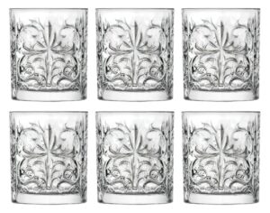 tumbler glass - double old fashioned - set of 6 glasses - designed dof tumblers - for whiskey - bourbon - water - beverage - drinking glasses - 12 oz. - glass crystal - made in europe by barski