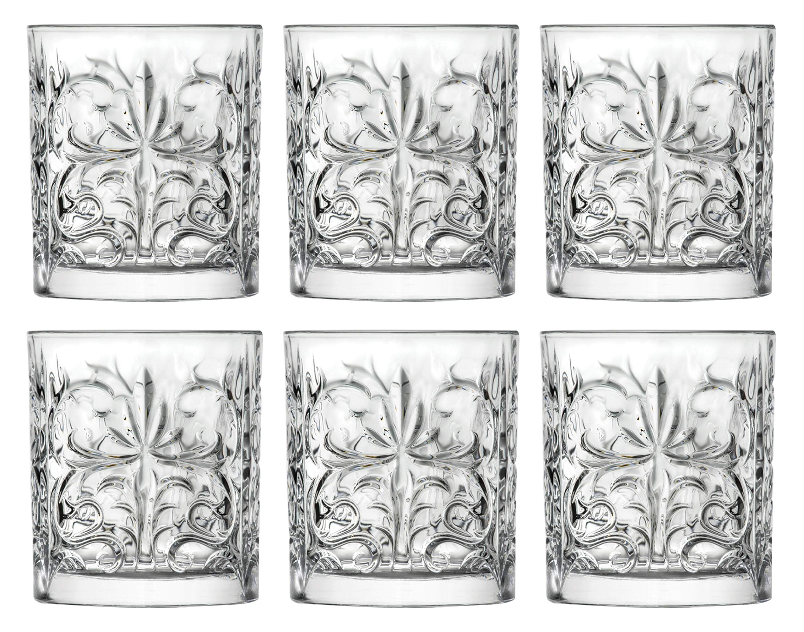 Tumbler Glass - Double Old Fashioned - Set of 6 Glasses - Designed DOF tumblers - For Whiskey - Bourbon - Water - Beverage - Drinking Glasses - 12 oz. - Glass Crystal - Made in Europe By Barski