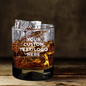 Custom Manhattan Rocks Whiskey Glass 11.5 oz. Set of 12, Personalized Bulk Pack - Perfect for Scotch, Bourbon, Whiskey, Cocktail - Black