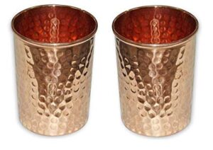 osnica pure copper hammered tumbler for healing ayurvedic product tableware accessories, set of 2, height 9.5 cm