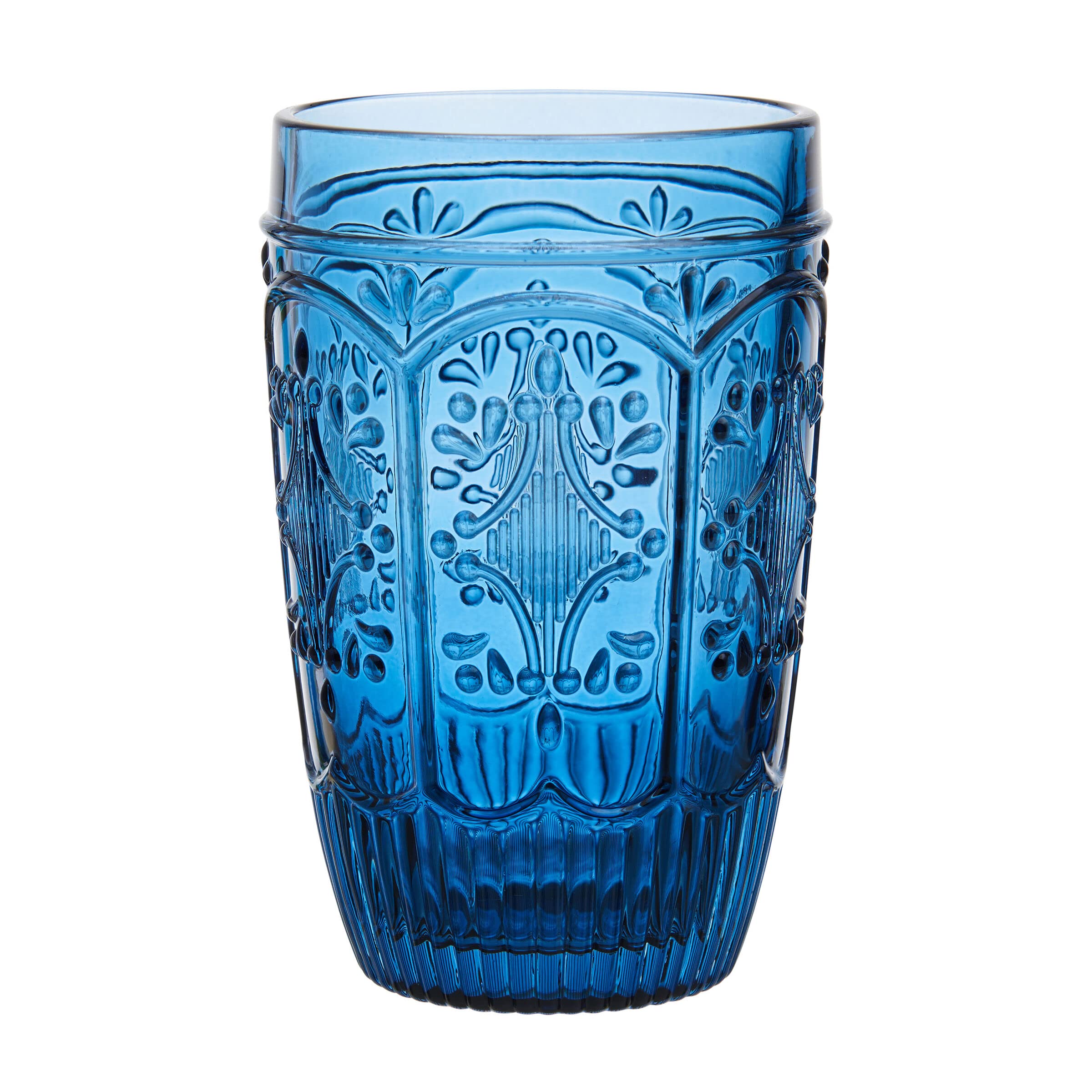 Fitz and Floyd Trestle Highball Tumbler Cups, Set of 4, Blue