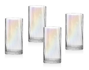 godinger highball glass, beverage glass, glass cup, tall drinking glass, set of 4