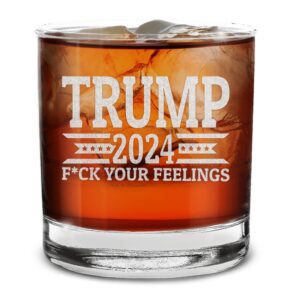 shop4ever trump 2024 f*ck your feelings banner engraved whiskey glass