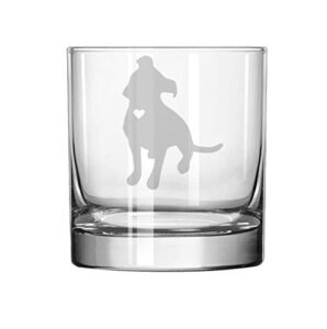 11 oz rocks whiskey highball cute pitbull with heart