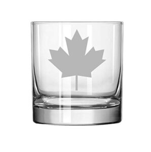 mip brand 11 oz rocks whiskey highball glass maple leaf canada