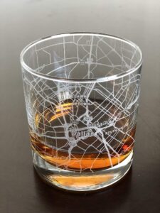 rocks whiskey old fashioned 11oz glass urban city map dallas texas