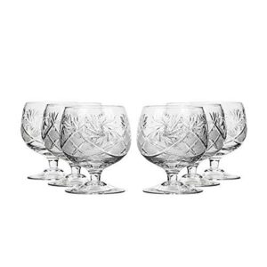 neman set of 6 10-oz hand made vintage russian crystal glasses, brandy cognac snifters, old-fashioned glassware