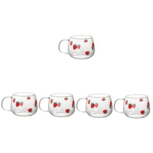 STOBAZA 5pcs Strawberry Drinking Glass Clear Glass Mugs Coffee Glass Mug Clear Glass Coffee Mugs Tea Cup Glass Coffee Cups Coffee Glasses Printing Glass Transparent Water Cup