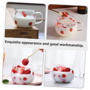 STOBAZA 5pcs Strawberry Drinking Glass Clear Glass Mugs Coffee Glass Mug Clear Glass Coffee Mugs Tea Cup Glass Coffee Cups Coffee Glasses Printing Glass Transparent Water Cup