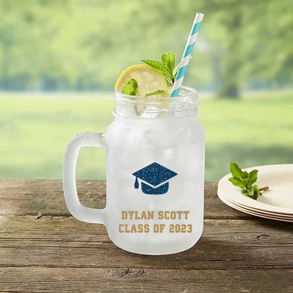 Personalization Universe Personalized Graduation Cap Mason Jar Glass