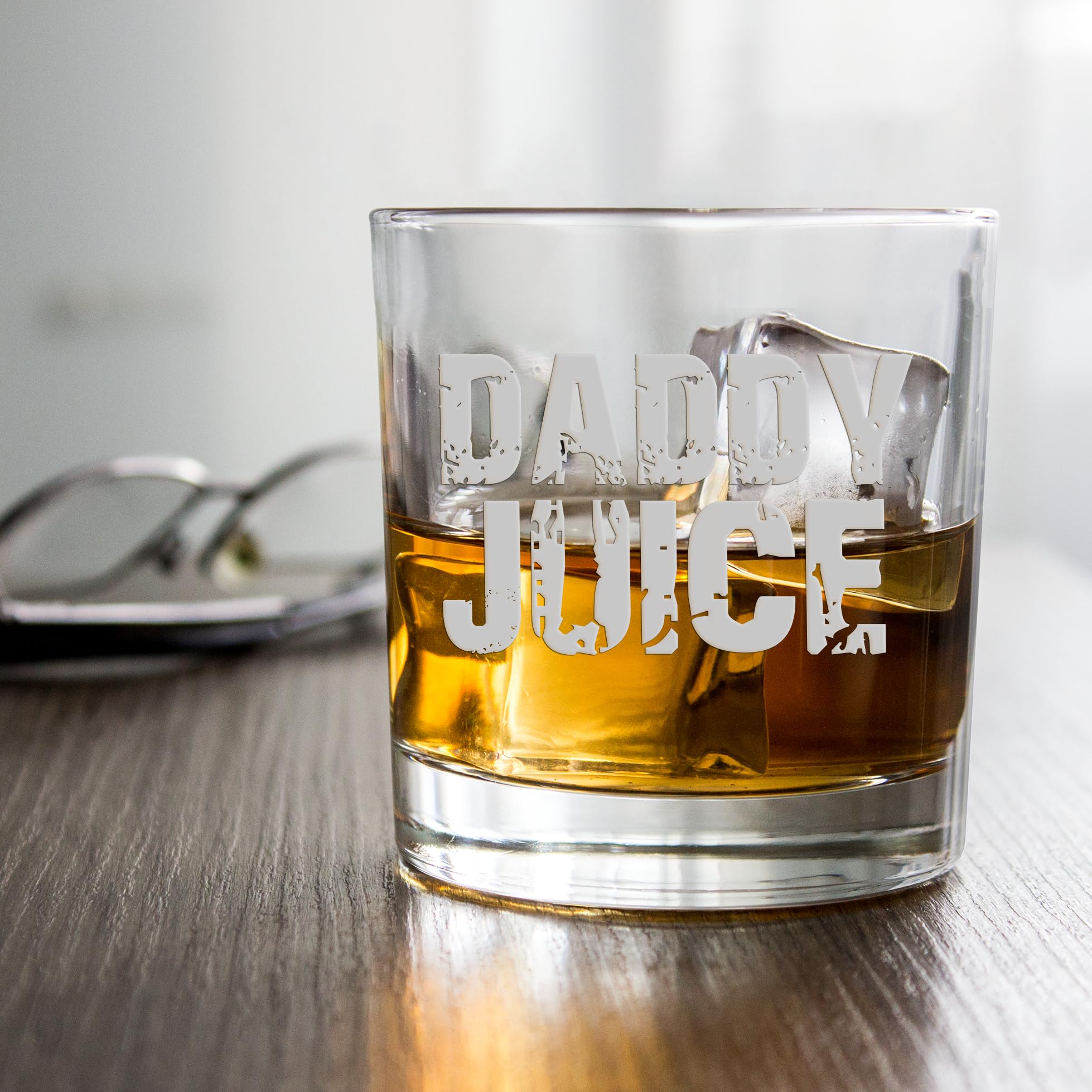 Daddy Juice Dad Life Round Rocks Glass - Dad Gift, Fathers Day Gift, Dad Juice, Whiskey Glass, Rocks Glass