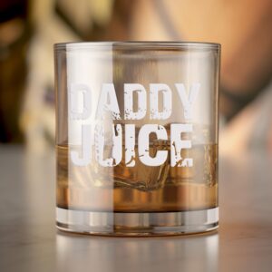 Daddy Juice Dad Life Round Rocks Glass - Dad Gift, Fathers Day Gift, Dad Juice, Whiskey Glass, Rocks Glass