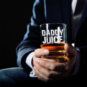 Daddy Juice Dad Life Round Rocks Glass - Dad Gift, Fathers Day Gift, Dad Juice, Whiskey Glass, Rocks Glass