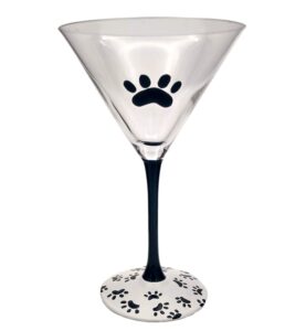 paw print martini glass - pet lover gift - dog, cat prints - cocktail glass