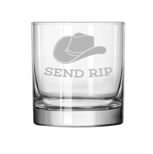 mip rocks whiskey old fashioned glass send rip cowboy hat