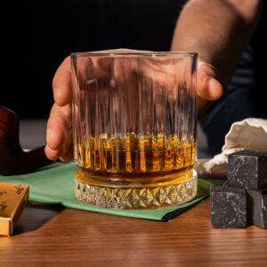Hediye Sepeti Whiskey Glasses and Stones Gift Set, Handmade Wooden Box 2 Whisky Glasses Whiskey Stones Bourbon Gifts for Whiskey Lovers, Whiskey Accessories Gift Set, 2 Glasses (30th)
