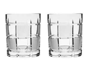 premium set of 2 hand made crystal scotch, bourbon & whiskey rocks glasses, thick weighted bottom, old fashioned glassware