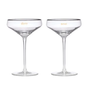 kate spade new york cheers to us dirty & neat martini glasses, 0.88, clear
