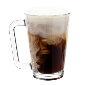 vikko glass coffee mugs, thick and durable 9 ounce coffe cup, microwave and dishwasher safe, set of 6 clear glass mugs