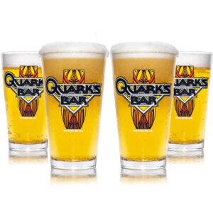 star trek quark's bar printed pint glass - officially licensed, premium quality, handcrafted glassware, 16 oz. set of 4 beer glass - a collectible gift for series lovers, birthdays & special occasions