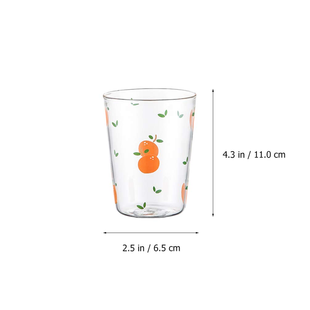 DOITOOL 4pcs Clear Beverage Glasses Drinking Glasses Set Fruit Pattern Juice Glasses Vintage Juice Glasses for Drinks Water Juice Beer Cocktail Home Bar Use Random Style