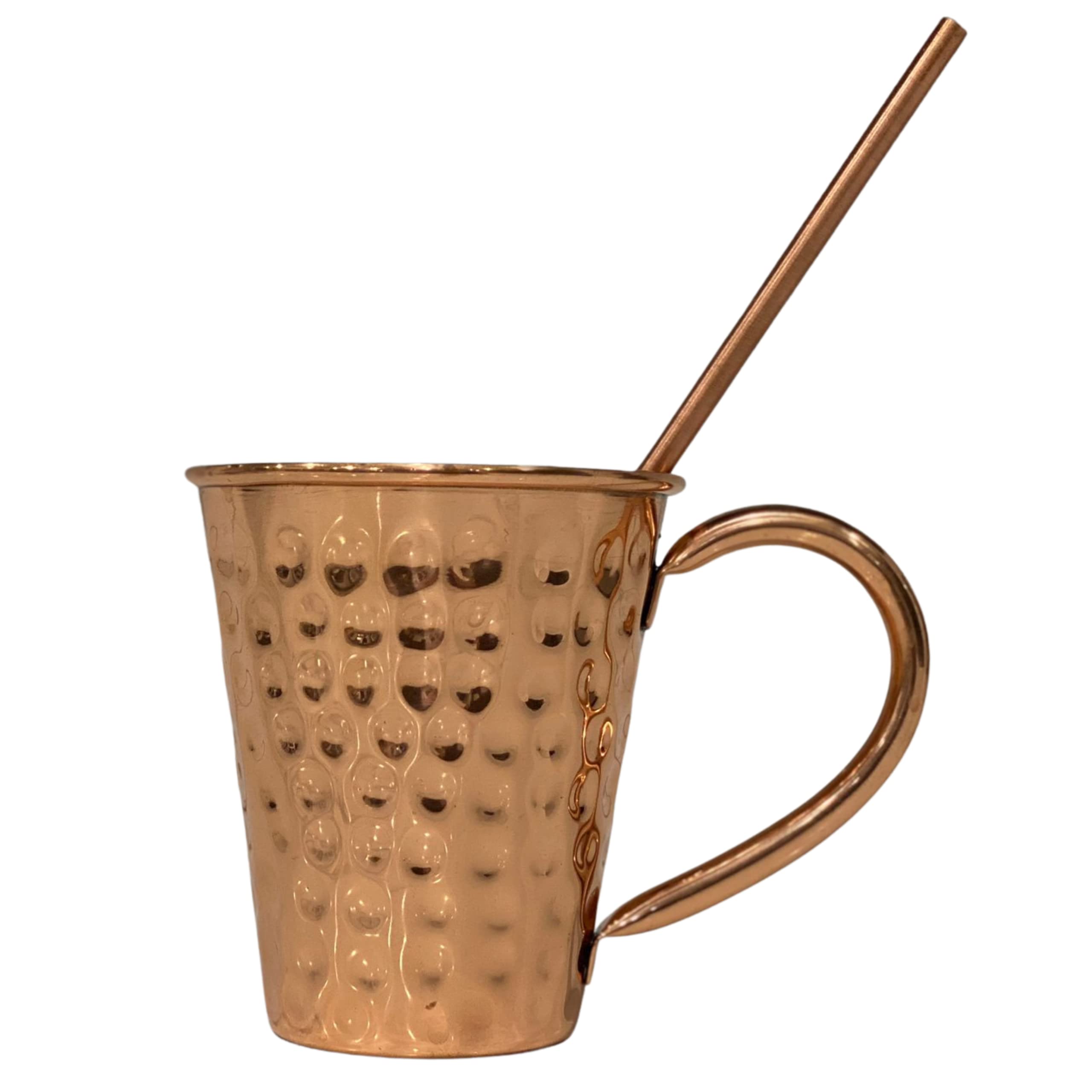 100% Pure Copper Old Moscow Mug, Copper Cup 12 Oz + 1 free Copper Straw