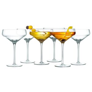 6 sets of crystal martini glass, ultra clear, elegant wine glass, 100% hand blown, dishwasher safe, classy and reusable packaging