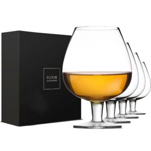 crystal whiskey glasses set of 4-18 oz cognac glasses in gift box - for scotch cocktail rum cognac vodka liquor - unique gift for men at home bar