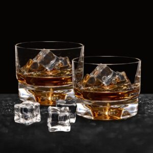 Whiskey Glasses-Drinking Glasses with Unique Cross-Shaped Bottom,Old Fashioned Rocks Glass Tumbler for Scotch, Cocktail,Home Bar Whiskey Gifts for Men,Whiskey Glass Set of 2