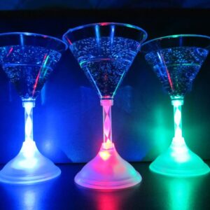 GP GLOWPRODUCTS.COM Light Up Martini Glasses (Set of 6) - 7 oz LED Glowing Martini Glasses with 8 Color Modes