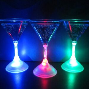 GP GLOWPRODUCTS.COM Light Up Martini Glasses (Set of 6) - 7 oz LED Glowing Martini Glasses with 8 Color Modes