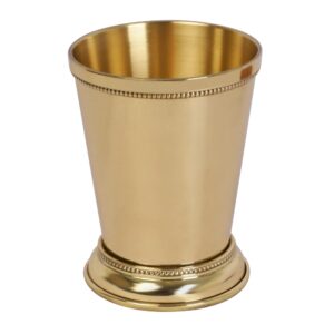 wonderlist handicrafts designer brass mint julep cup goblet tumbler capacity 12 ounce each gold julep cup (plain)