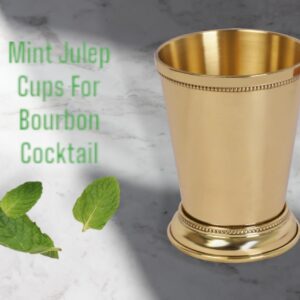 Wonderlist Handicrafts Designer Brass Mint Julep Cup Goblet Tumbler Capacity 12 Ounce Each Gold Julep Cup (Plain)